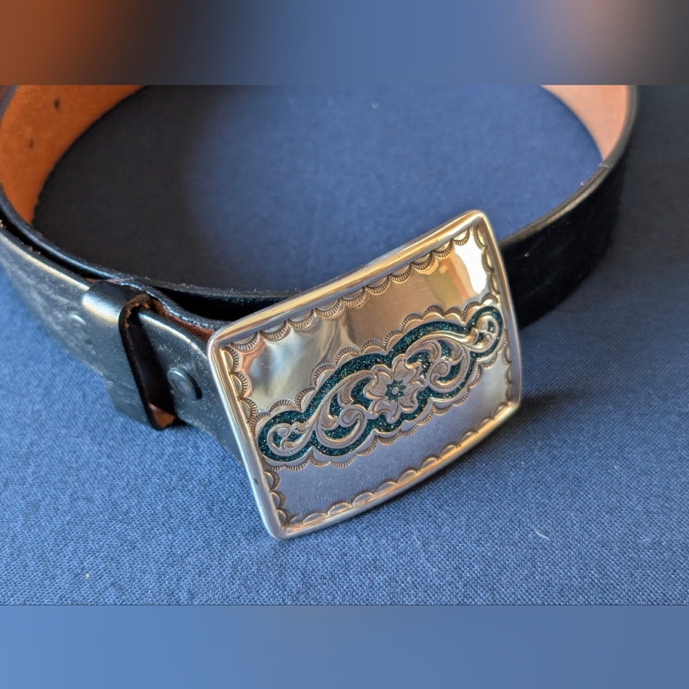 Vtg 1995 Neiman Marcus Streets Ahead Black Belt Blingy Buckle Womens Size Med